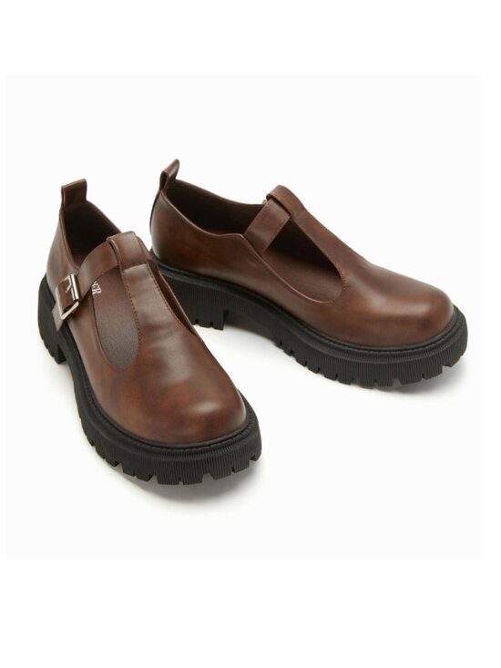 Cider Shoes - NWT Cider Distressed Round-Toe Buckle Platform Lug Loafers, Faux Leather, Sz 9